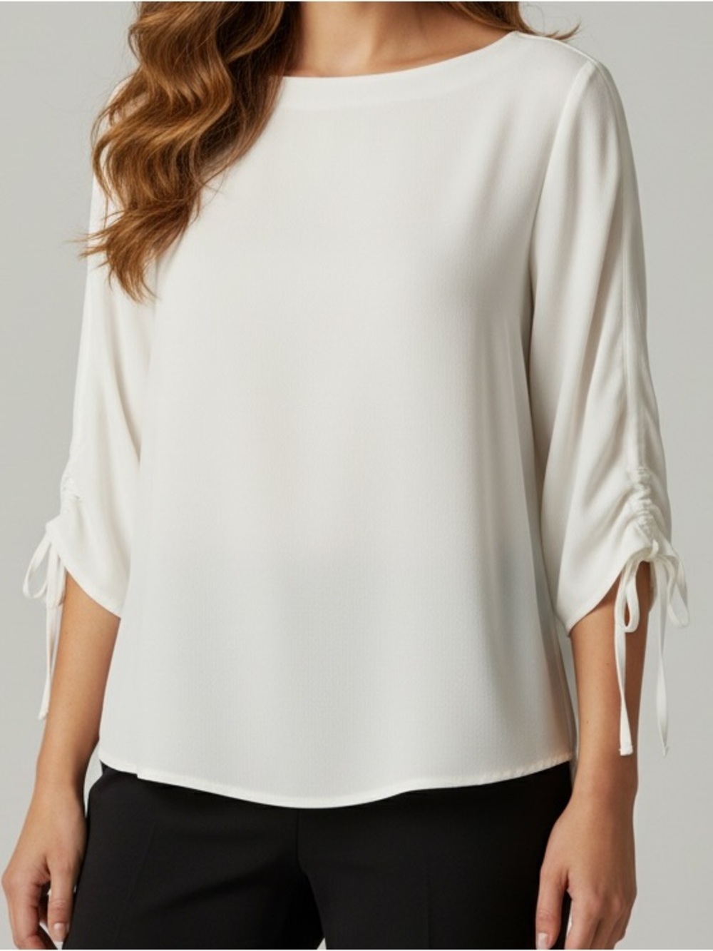 Banana Republic Cream Boatneck Tie-Hem Blouse